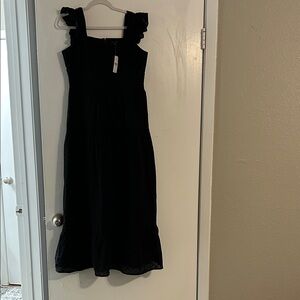 Ann Taylor Black Maxi Dress with Ruffle Straps